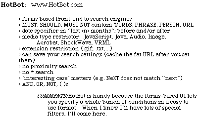 HotBot cheat sheet